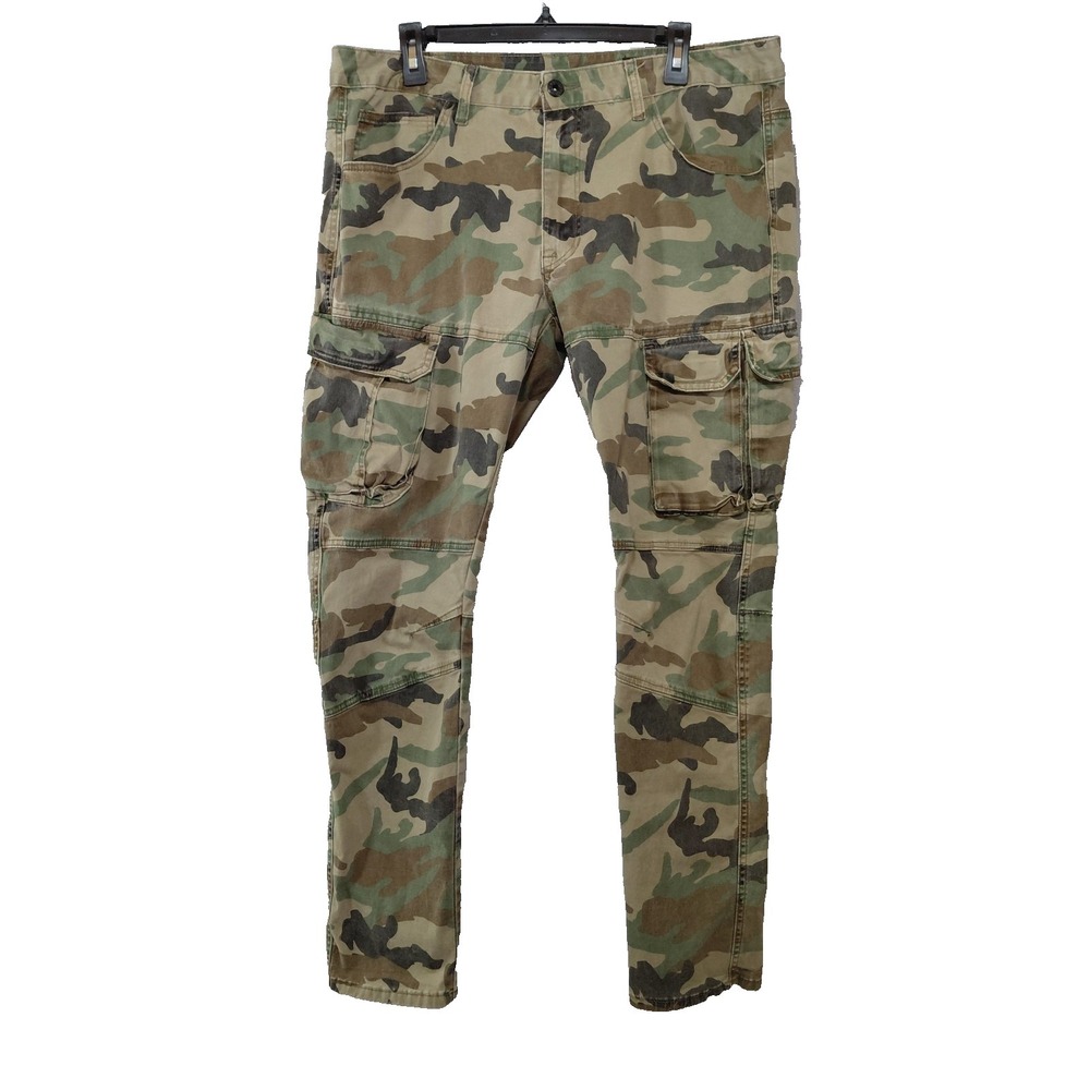 Smoke & Rise Camo Cargo Pants Men's 38x32 Mid Rise 30" Inseam Reinforced Knee